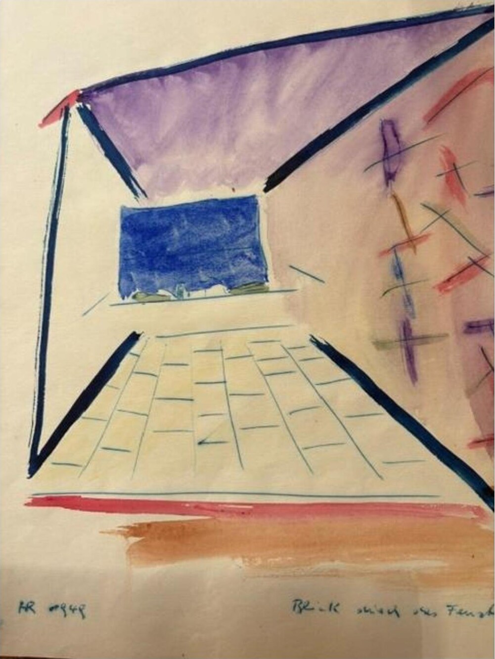 Blick durch das Fenster – Aquarell · 29 × 21 cm – Hubert Rathgeber