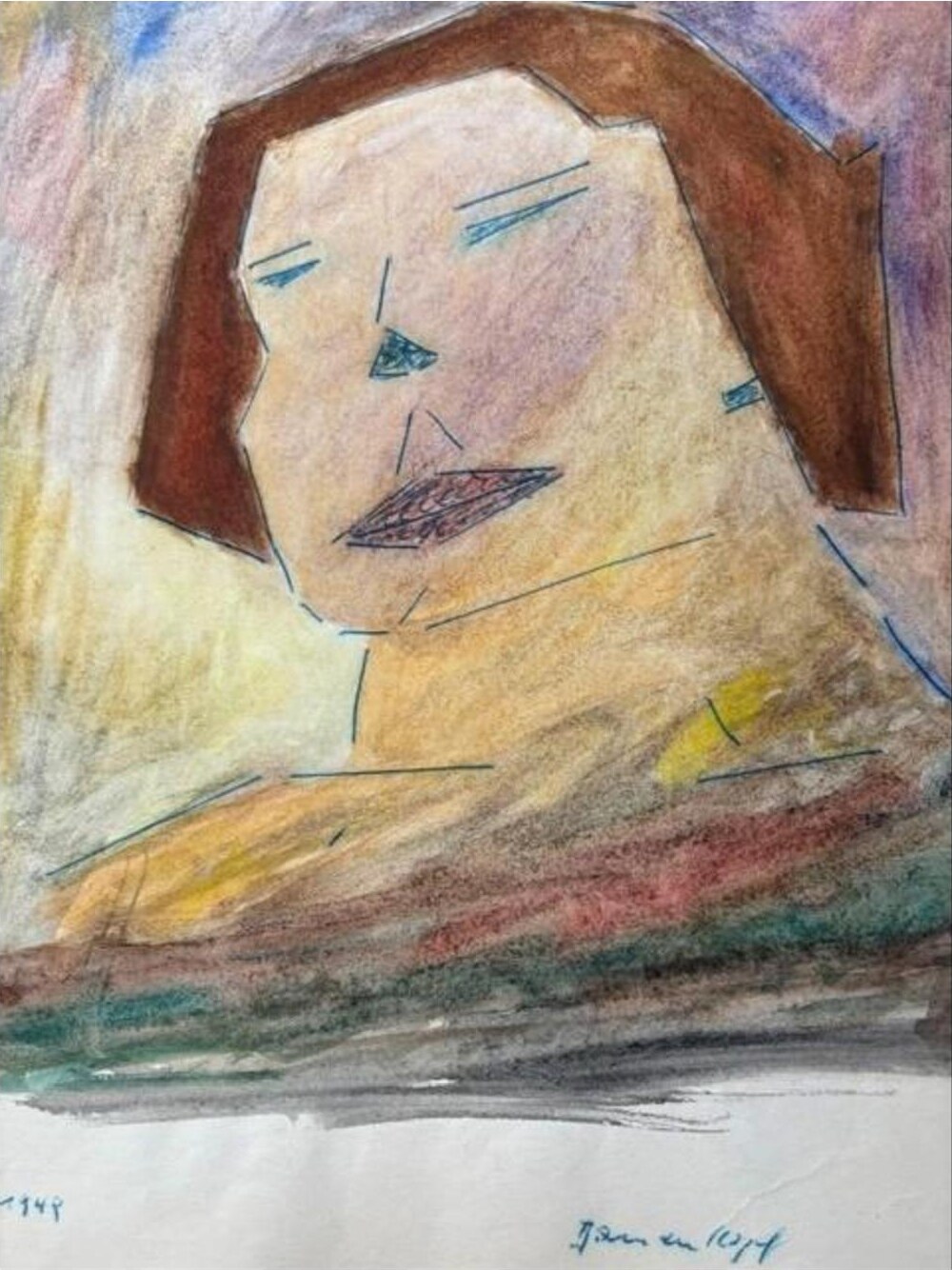 Damenkopf – Aquarell · 29 × 21 cm – Hubert Rathgeber