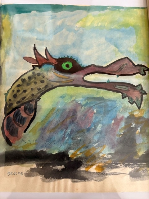 Drache – Aquarell auf Papier · 30 × 21 cm – Hubert Rathgeber