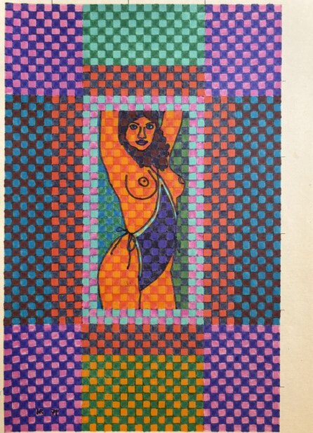 Model – Filzstift auf Papier · 30 × 21 cm – Hubert Rathgeber