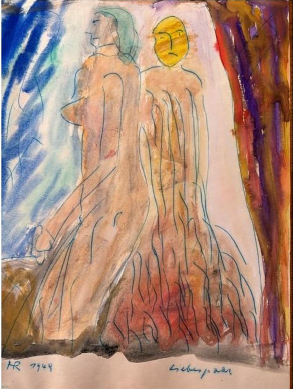 Liebespaar – Aquarell · 29 × 21 cm – Hubert Rathgeber
