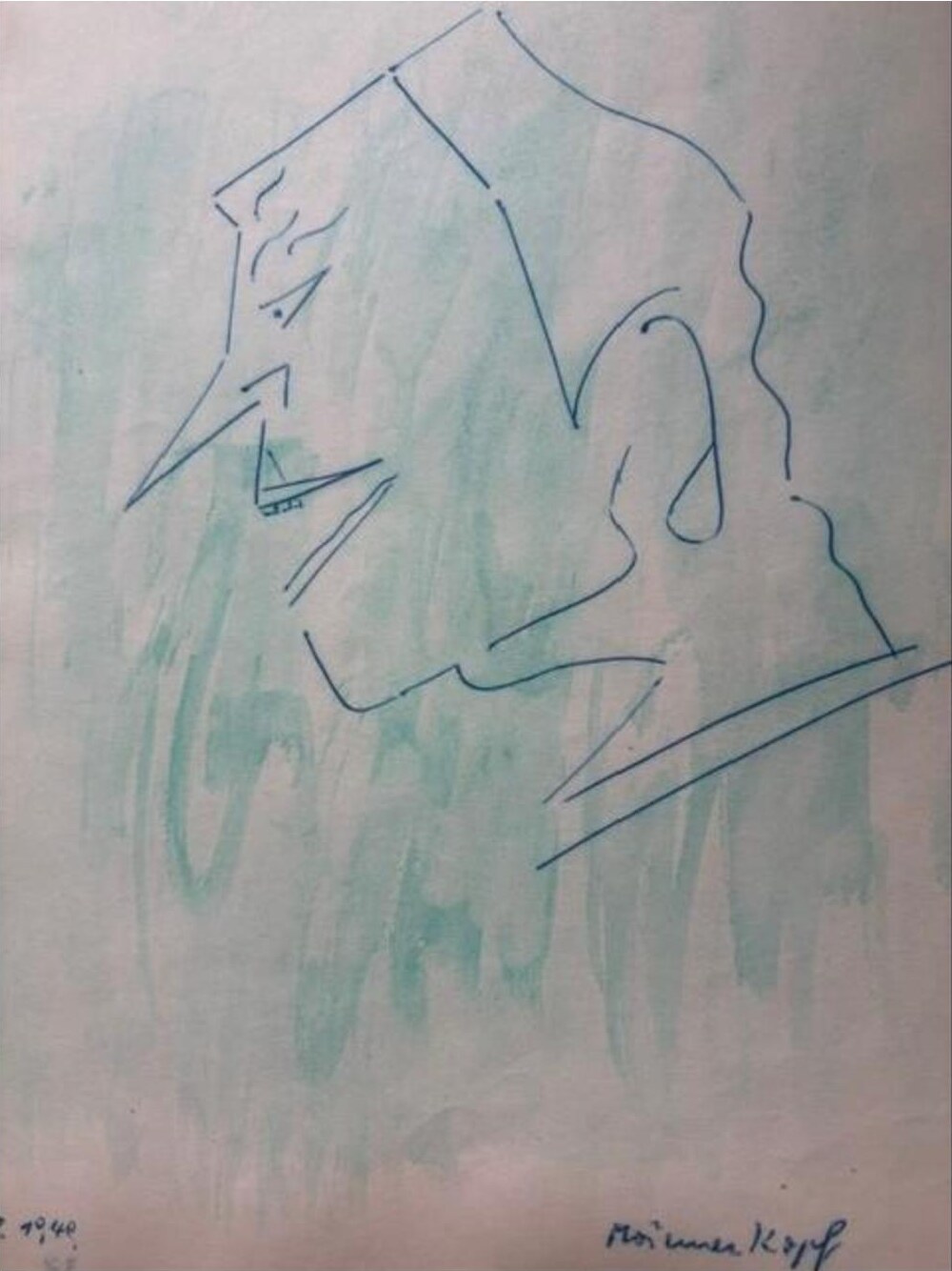Männerkopf – Aquarell · 29 × 21 cm – Hubert Rathgeber