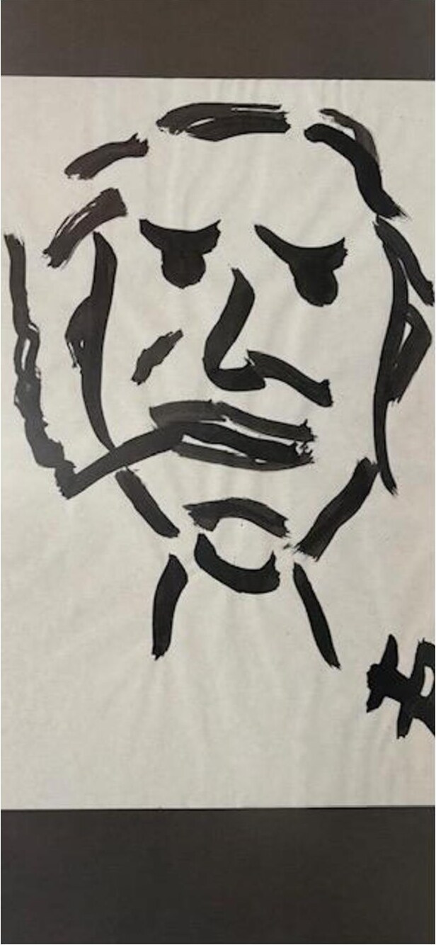 Selbstbildnis als Raucher – Tusche auf Papier · 29 × 20 cm – Hubert Rathgeber