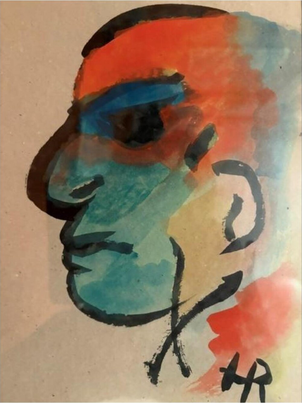 Selbstbildnis – Aquarell auf Papier · 29 × 20 cm – Hubert Rathgeber