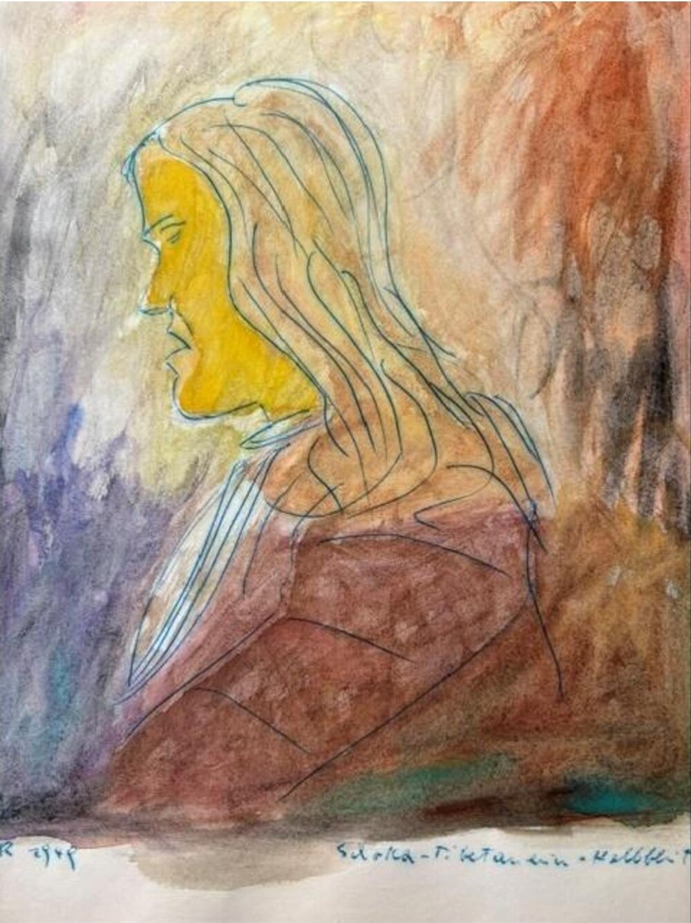 Tibetanerin – Halbblut – Aquarell · 29 × 21 cm – Hubert Rathgeber