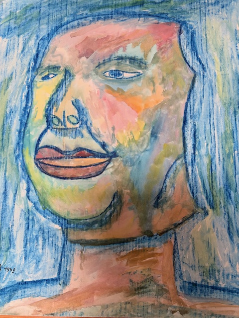 Männerportrait in Blau – Mischtechnik · 60 × 50 cm – Hubert Rathgeber