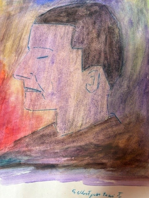 Selbstportrait – Mischtechnik · 30 × 21 cm – Hubert Rathgeber