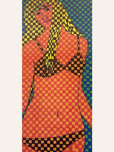 Dame im Bikini – Filzstift auf Papier · 30 × 21 cm – Hubert Rathgeber