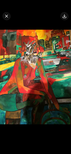 Ziege in New York – Gouache · 80 × 60 cm – Sandy