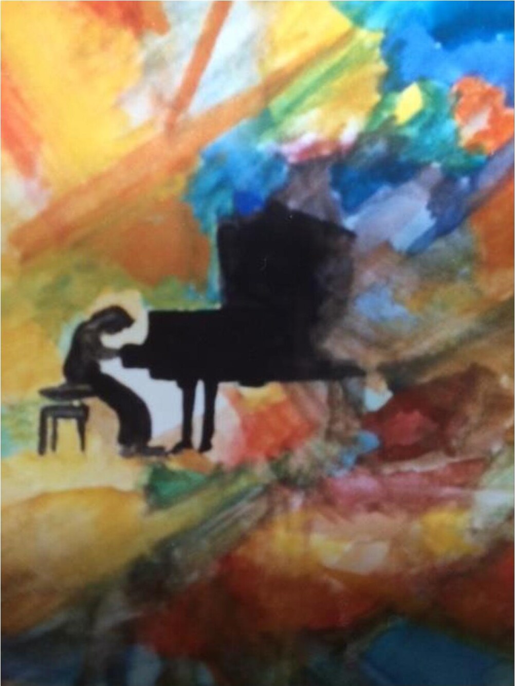 Pianistin – Gouache auf Papier · 70 × 50 cm – Sandy