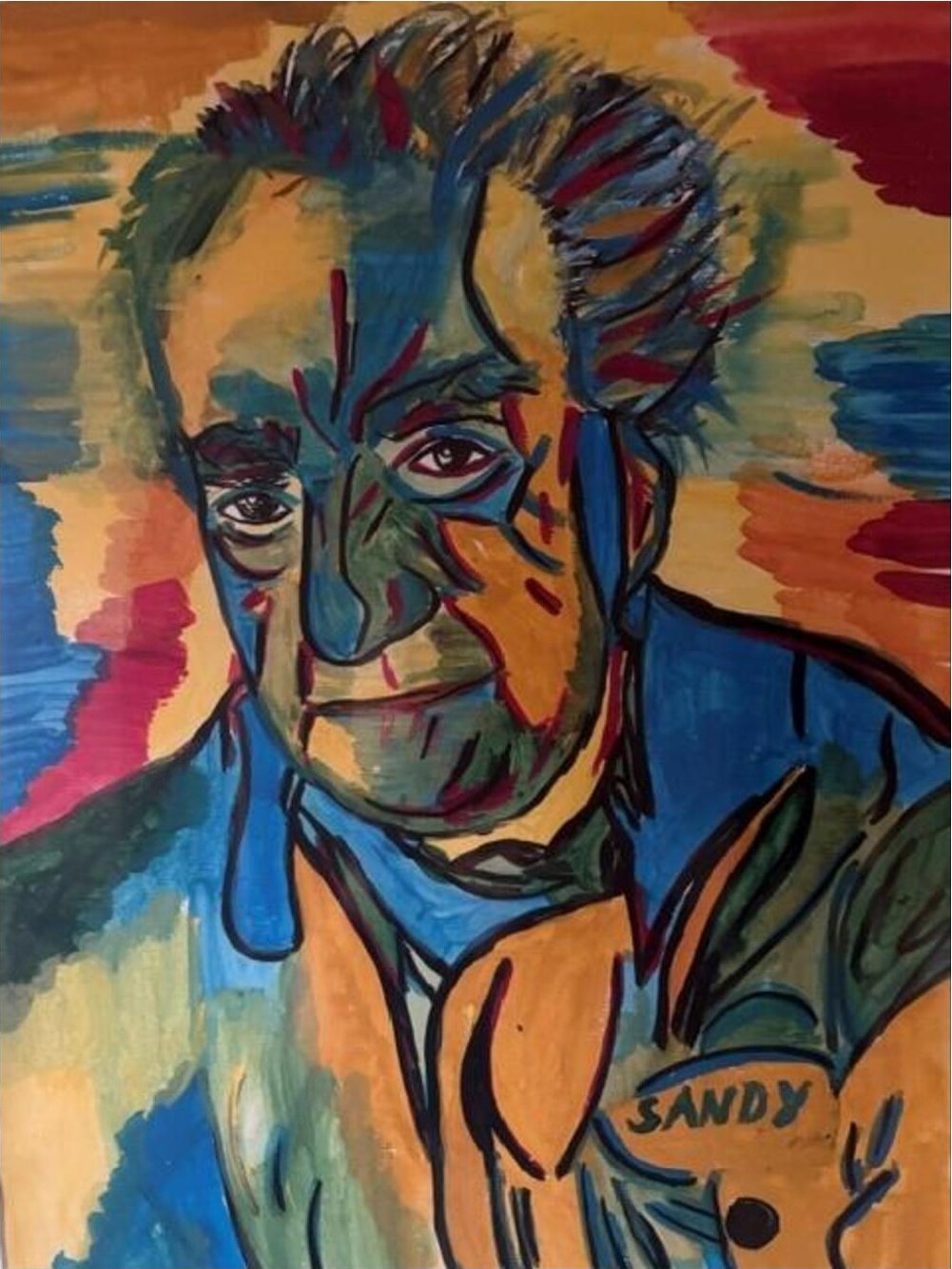 Portrait Hubert Rathgeber im hohen Alter – Gouache auf Papier · 40 × 30 cm – Sandy