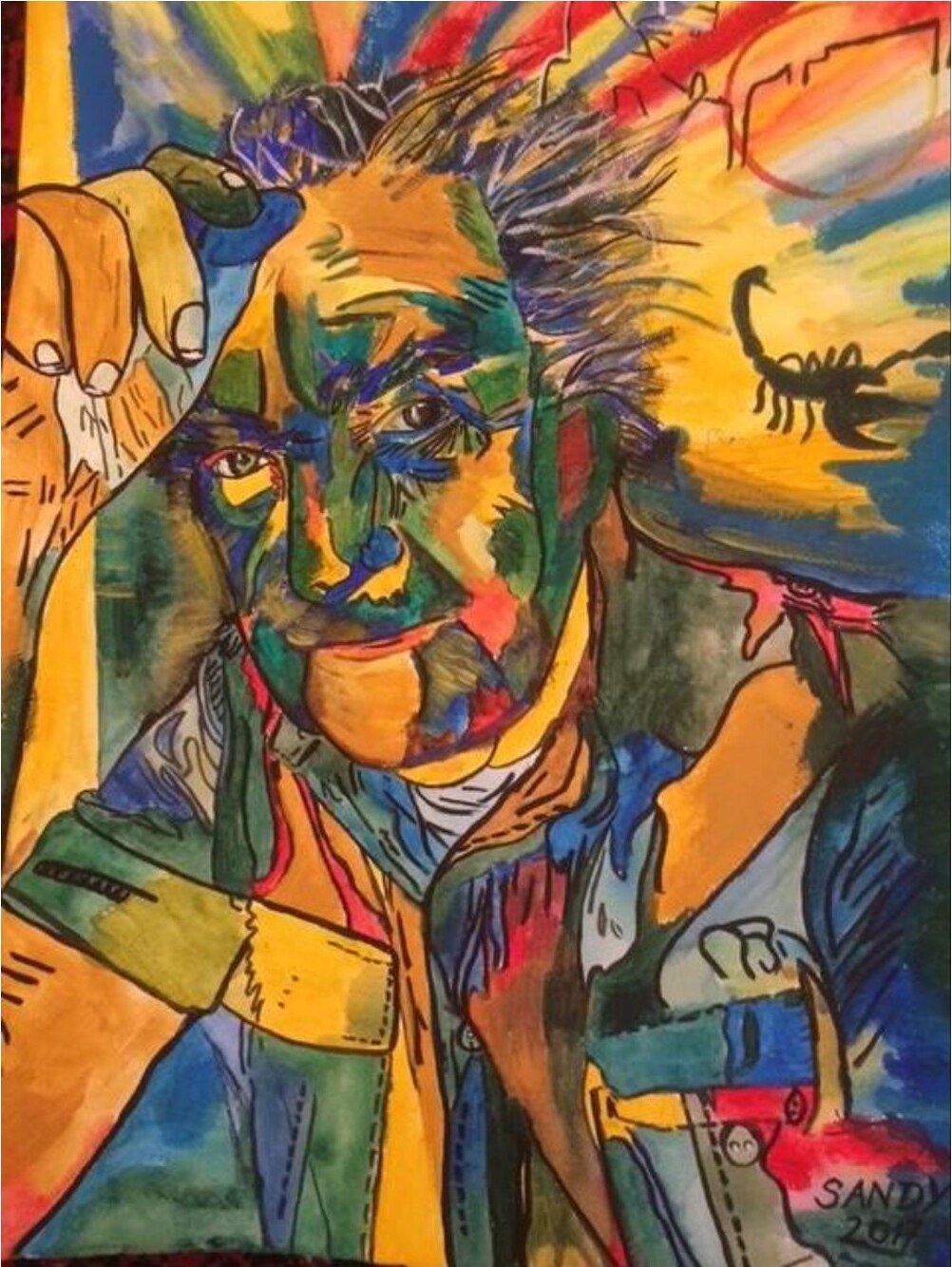 Portrait Hubert Rathgeber – Gouache auf Papier · 70 × 50 cm – Sandy