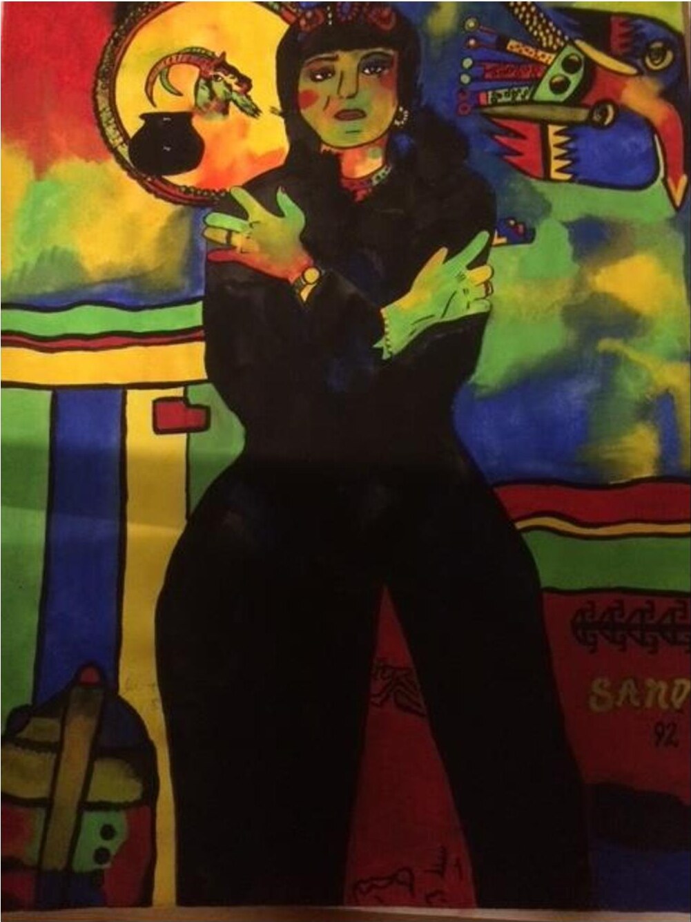 Selbstbildnis als Königin – Gouache auf Papier · 70 × 50 cm – Sandy
